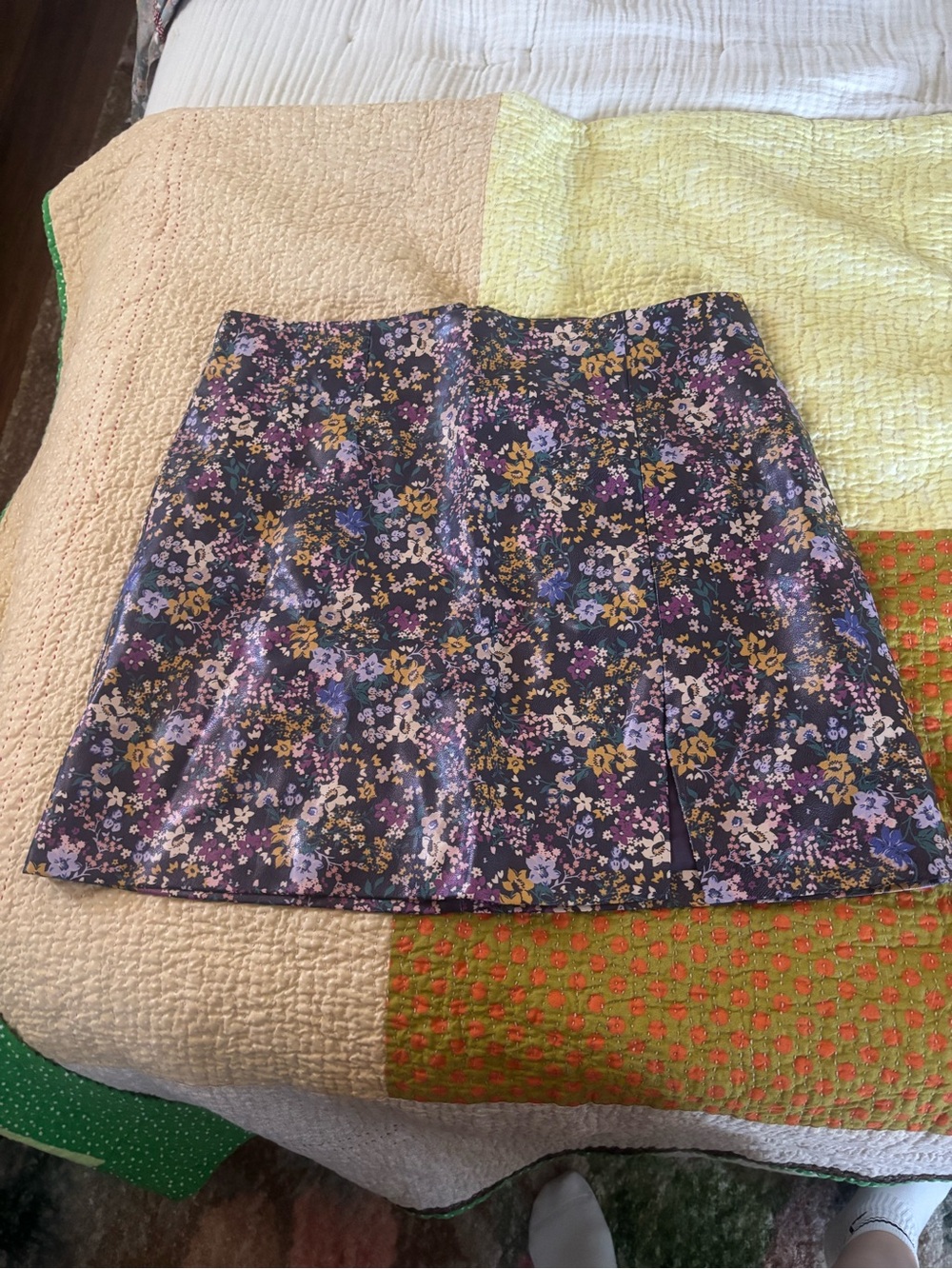 Maeve Purple Floral A-Line Mini Skirt